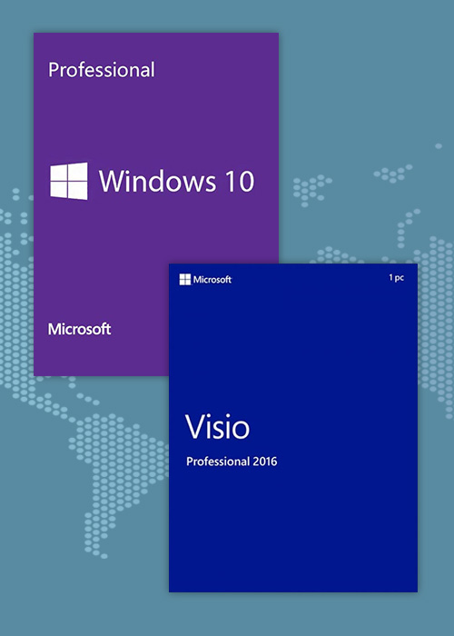 Windows10 Pro OEM + Visio Professional 2016 Keys Pack