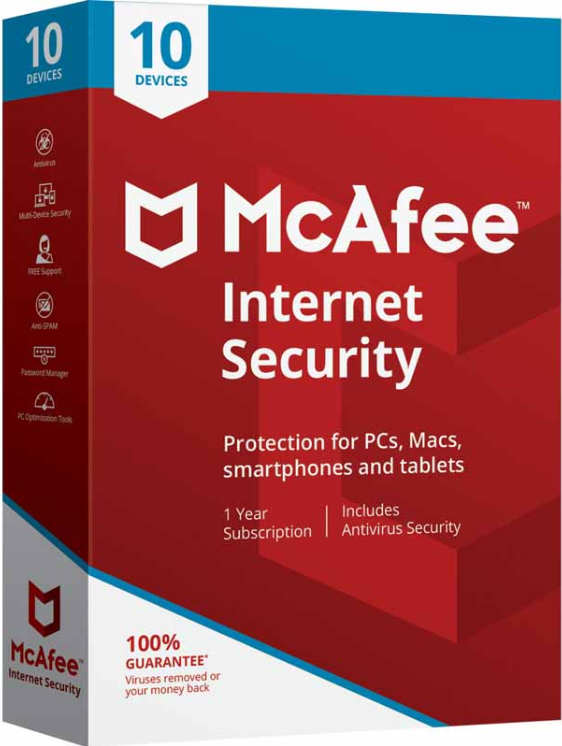 McAfee Internet Security 10 Devices 1 YEAR Global